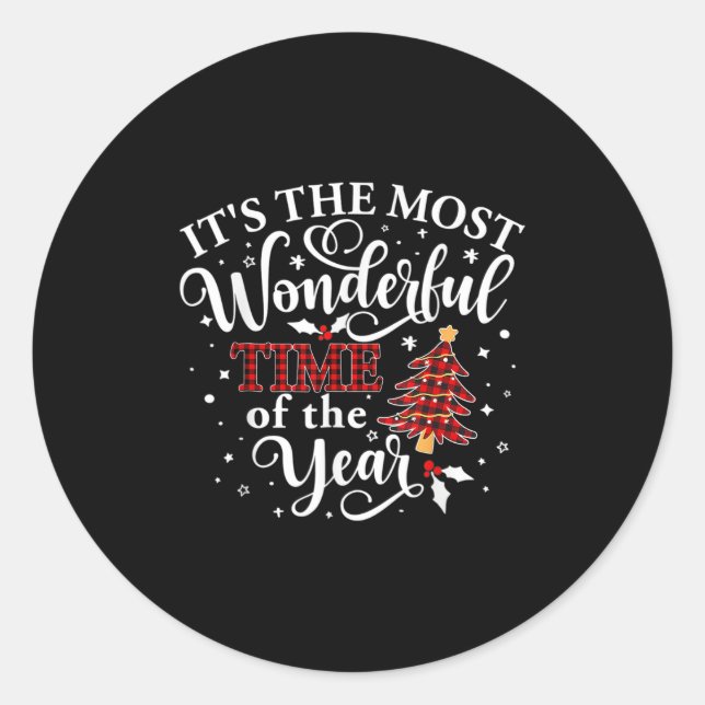 Pegatina Redonda Es la época más maravillosa del año Navidades (Anverso)