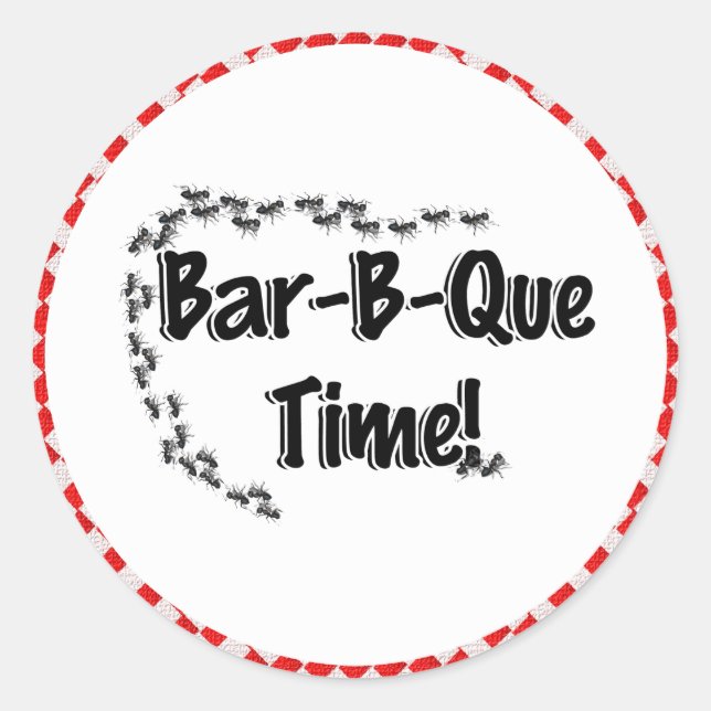 Pegatina Redonda ¡Es la hora de la barbacoa! Ropa de tabla de verif (Anverso)