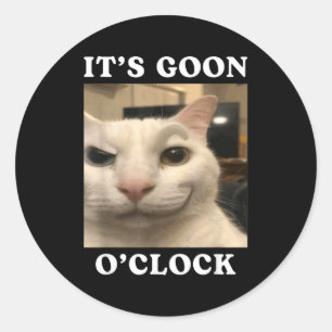 Pegatina Redonda Es la hora del Goon Gato Divertido 
