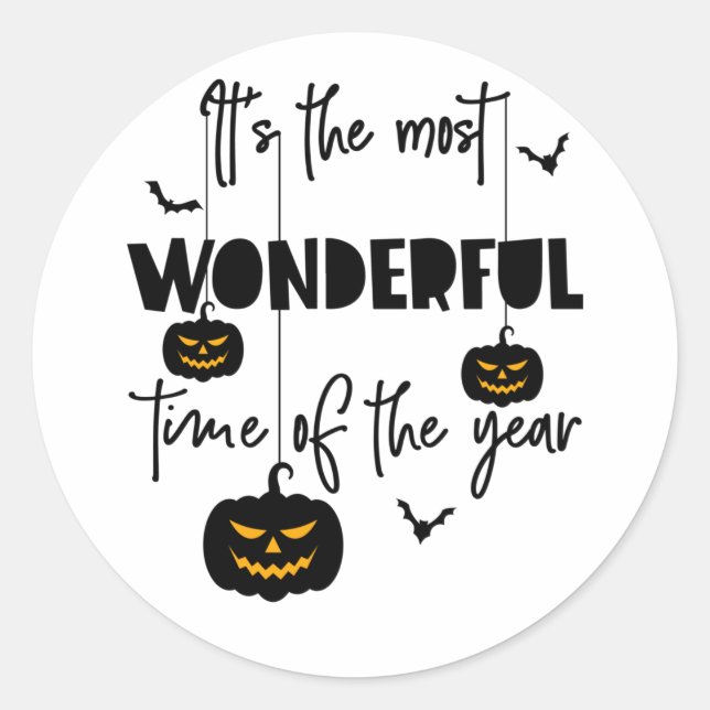 Pegatina Redonda Es la Hora más Maravillosa del Año Halloween (Anverso)