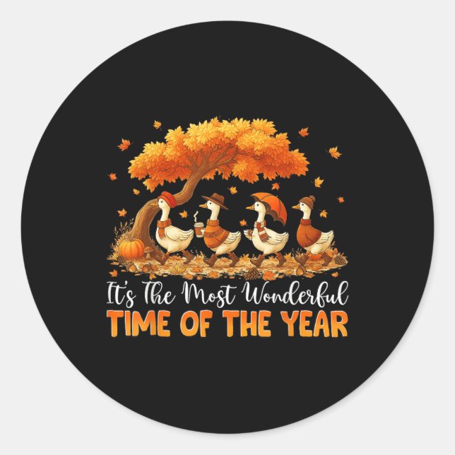 Pegatina Redonda Es La Hora Más Maravillosa Del Año Otoño Caída (Anverso)