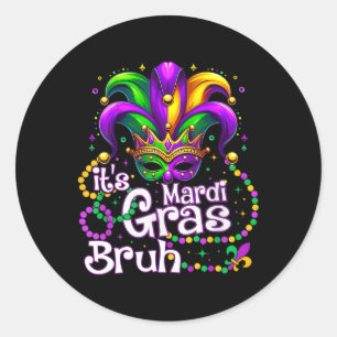 Pegatina Redonda Es la máscara de Fiesta Mardi Gras Bruh Mardi Gras