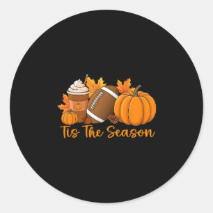 Pegatina Redonda Es La Temporada Calabaza De La Temporada De Fútbol
