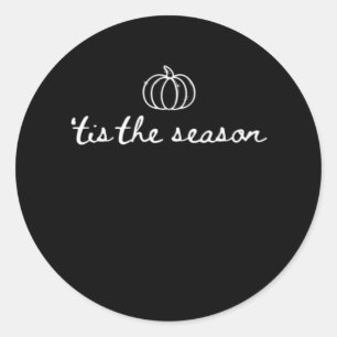 Pegatina Redonda Es La Temporada Calabaza Otoño Día de Acción de Gr