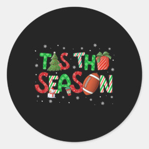 Pegatina Redonda Es La Temporada De Fútbol Árbol De Navidad Café Fe