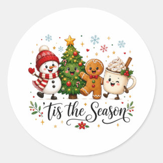 Pegatina Redonda Es la Temporada de Navidad