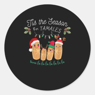 Pegatina Redonda Es la temporada de tamales Navidades mexicanas mod