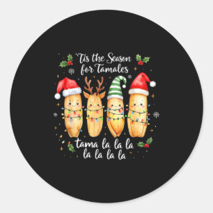 Pegatina Redonda Es La Temporada De Tamales Tamal De Navidad Mexica