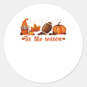 Pegatina Redonda Es La Temporada Diseño De Fútbol De Gnomos De Otoñ