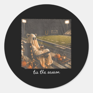 Pegatina Redonda Es La Temporada Fútbol Otoño Halloween Mapache