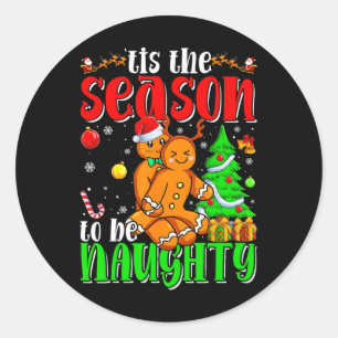 Pegatina Redonda Es la temporada para ser travieso Navidad Pan de J