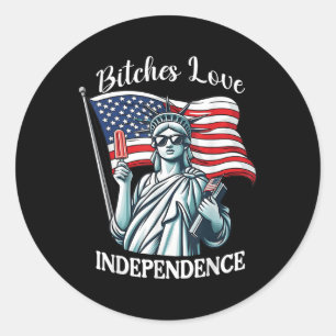 Pegatina Redonda Es Love Independence Funny 4 De Julio Retro