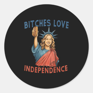 Pegatina Redonda Es Love Independence Gracioso 4 De Julio Patriótic