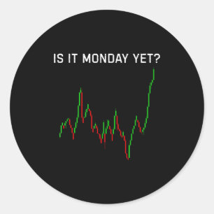 Pegatina Redonda ¿Es lunes? Humor divertido del mercado de valores