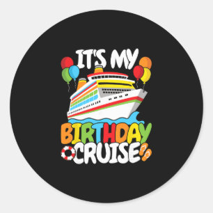 Pegatina Redonda Es mi crucero de cumpleaños divertido hombres muje