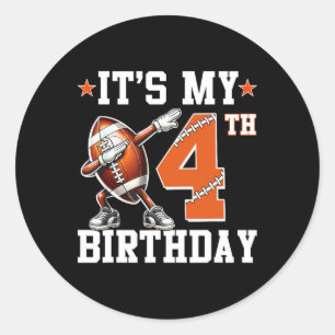 Pegatina Redonda Es mi cuarto cumpleaños 4 años de edad Cumpleaños 