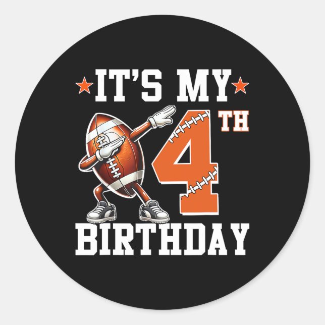 Pegatina Redonda Es mi cuarto cumpleaños 4 años de edad Cumpleaños  (Anverso)