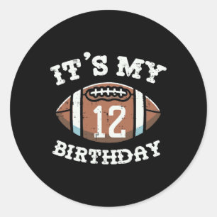 Pegatina Redonda Es mi cumpleaños 12 Fútbol Americano 12 años