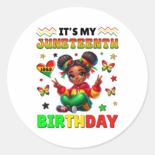 Pegatina Redonda Es mi cumpleaños 19 de junio para los Chicas Ki