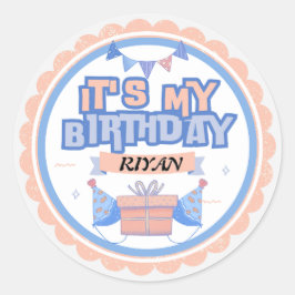 Pegatina Redonda ¡Es mi cumpleaños! Diversión y fiesta - Perfecto p