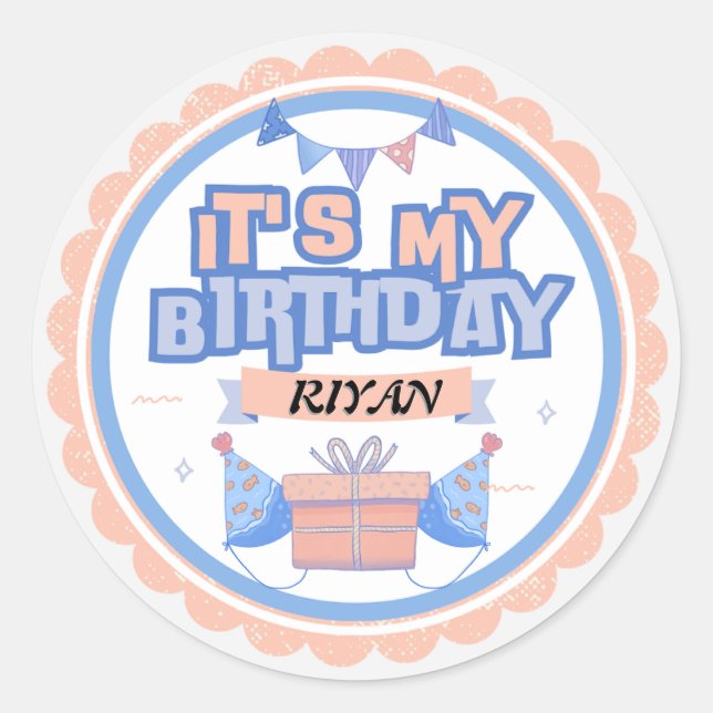 Pegatina Redonda ¡Es mi cumpleaños! Diversión y fiesta - Perfecto p (Anverso)