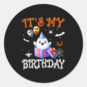 Pegatina Redonda Es Mi Cumpleaños Fantasma Feliz Cumpleaños De Hall