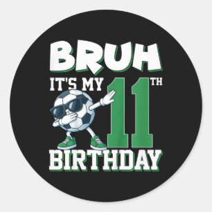 Pegatina Redonda Es Mi Cumpleaños Número 11 Niño Fútbol Fútbol 11