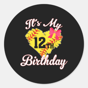 Pegatina Redonda Es mi cumpleaños número 12, niña suave de 12 años