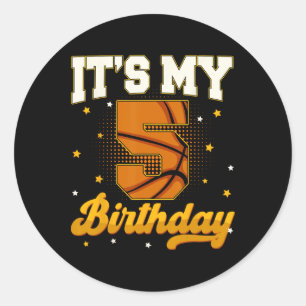 Pegatina Redonda Es mi cumpleaños número 5 Sketll Niño de 5 años Re