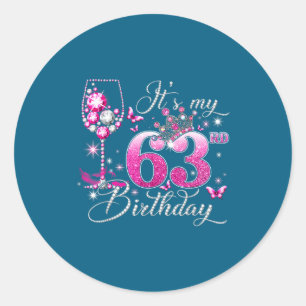 Pegatina Redonda Es mi cumpleaños número 63 Nk 63 años de edad Cump