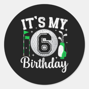 Pegatina Redonda Es mi cumpleaños número 6 Golf 6 años jugador de g