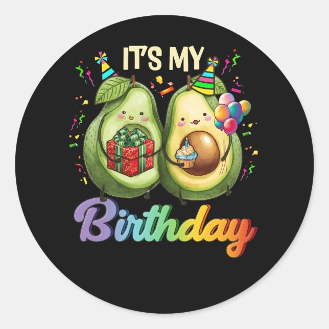 Pegatina Redonda Es mi cumpleaños Paladar tema Fiesta Mamacado Golp (Anverso)