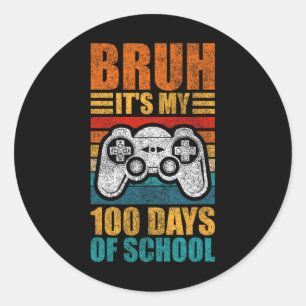 Pegatina Redonda Es Mi Día 100 De Escuela Chico Gamer Día 100