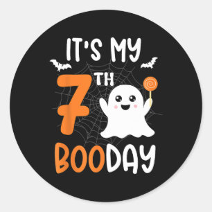 Pegatina Redonda Es mi día de boo lindo Halloween 7 cumpleaños fant