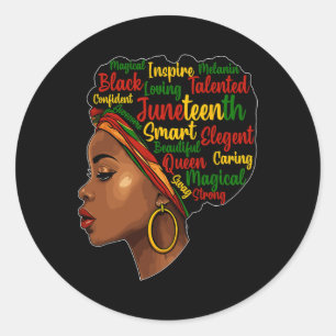 Pegatina Redonda Es mi Día de la Independencia Afro Melanin Reina N