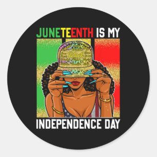 Pegatina Redonda Es Mi Día De La Independencia Las Mujeres Negras E