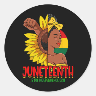 Pegatina Redonda Es mi Día de la Independencia las mujeres negras o