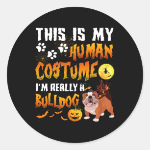 Pegatina Redonda Es mi disfraz humano, en realidad soy un Bulldog H