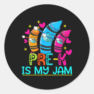 Pegatina Redonda Es mi mermelada - Un maestro lindo pre-k Crayon 10