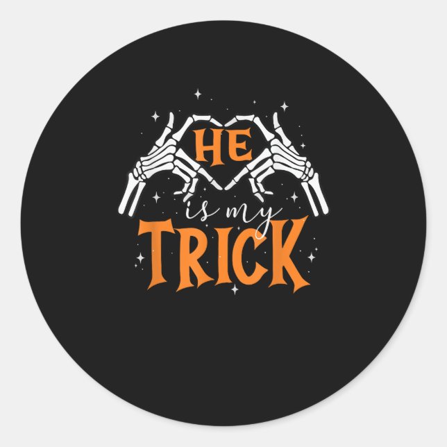 Pegatina Redonda Es Mi Pareja De Mano De Trick Heart Hand Happy Ha (Anverso)