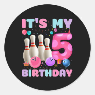 Pegatina Redonda Es mi quinto cumpleaños, fiesta de cumpleaños