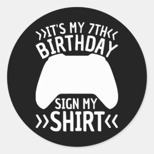 Pegatina Redonda Es mi Rótulo de cumpleaños 7, mi camiseta de 7 año
