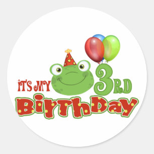 Pegatina Redonda Es mi tercer cumpleaños.