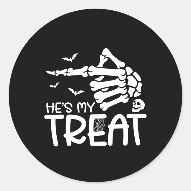 Pegatina Redonda Es mi trato, es mi engaño de Halloween Skeleton Co (Anverso)
