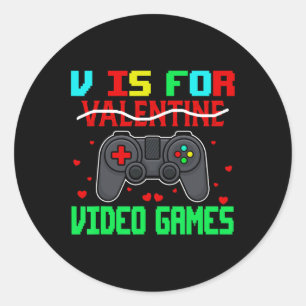 Pegatina Redonda Es para juegos de video divertido Valentine Gamer