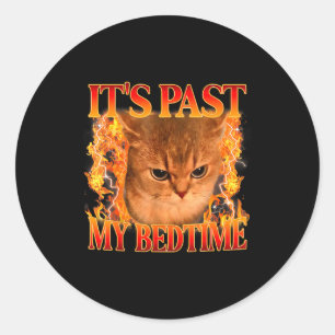 Pegatina Redonda Es Pasada Mi Hora de Dormir Meme de Gato Divertido