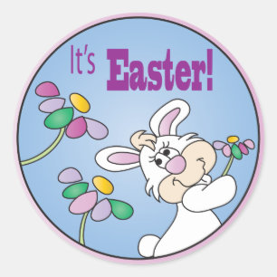 Pegatina Redonda Es Pascua   Conejo conejo conejo