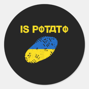 Pegatina Redonda Es Patata Divertido Ucrania Chiste Apoya Ucrania E