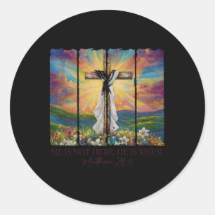 Pegatina Redonda Es Primavera Rising Pascua Jesús cruza Bi Cristian