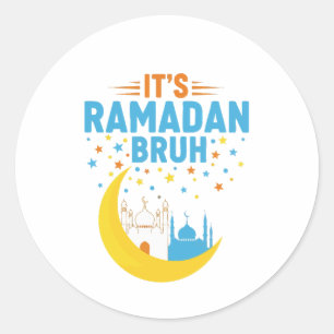 Pegatina Redonda Es Ramadán Hermano Musulmán Ramadán Mubarak Eid Ho